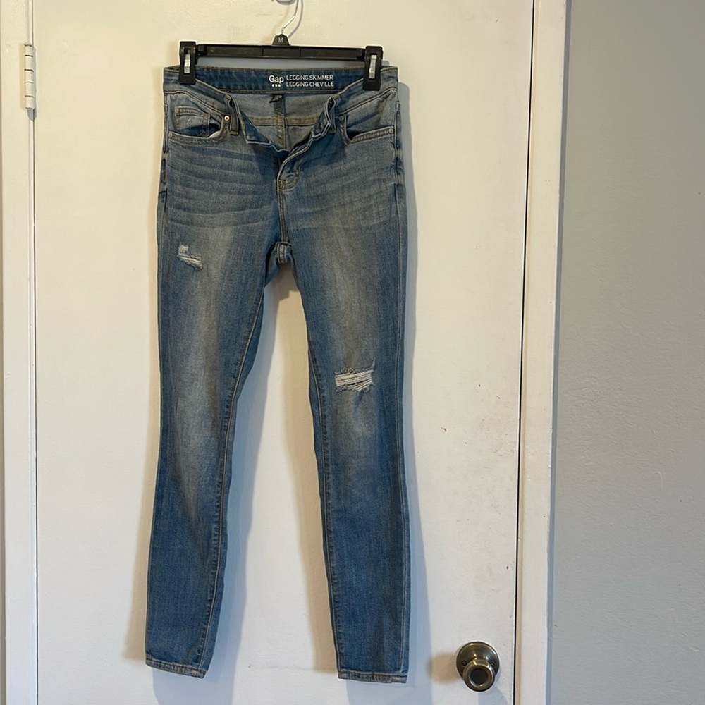 Gap Women's light Blue Jeans Jegging Legging skimmer cheville 0/25 distressed